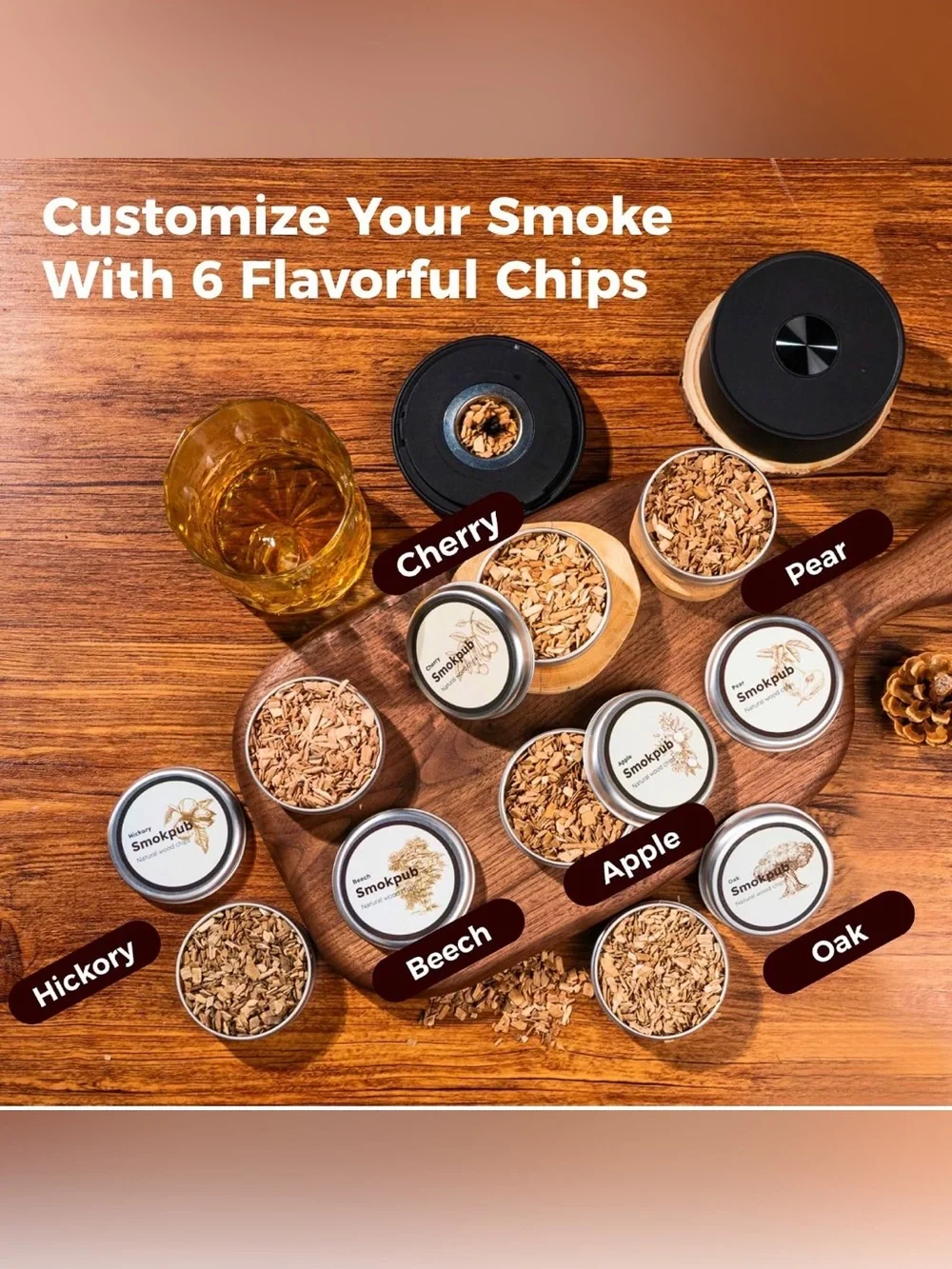 Smokpub Electric Cocktail & Whiskey Smoker Kit - Flameless Rechargeable